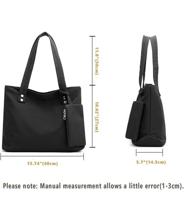 WITERY Women's Black Oxford Nylon Tote Bag - Waterproof Large Shoulder Handbag - Buy Online on SooperMarket.com