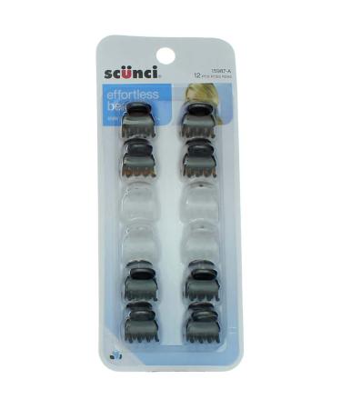 Scunci Effortless Beauty Mini Oval Jaw Clips Assorted Colors 12 Pieces