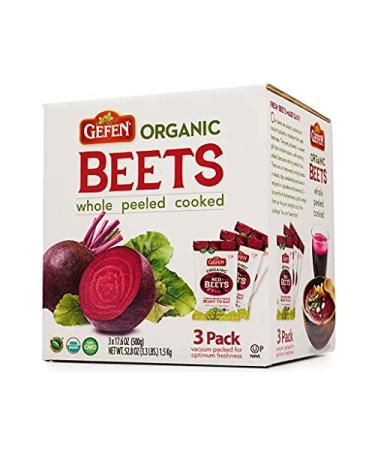 Organic Red Beets, Whole, Peeled & Cooked, 3 pack 17.6 oz (3.3 lbs) Salad Ready