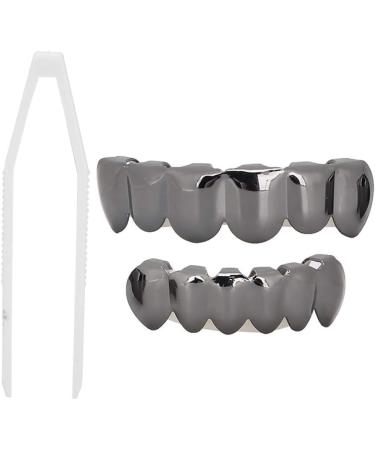 Shiny Teeth Hip Hop Prop Teeth Accessory Halloween Party & Hip Hop Fashion Brass Material Silicone Grooves Tweezers Fashionable & Luxury Appearance (Glossy black suit (real Glossy Black Suit (Real Gold Plating) - Buy Online on SooperMarket.com