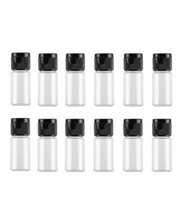 12 Empty plastic bottles 10 ml with flip-top lid perfect for softener water shower gel emulsion etc. Black lid