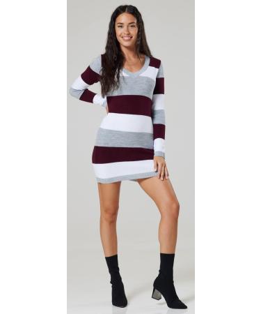 HAPPY MAMA Maternity Stretch Knit Colour Block Jumper Dress, Stripes 405p Crimson (Size 16-18) - Buy Online on SooperMarket.com