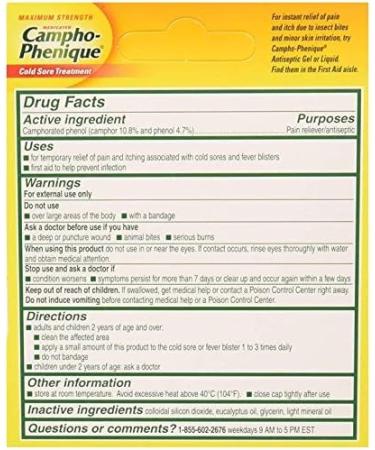 Campho-Phenique Cold Sore Treatment Maximum Strength Original Gel Formula 2 Pack - Fast Relief for Cold Sores - Buy Online on SooperMarket.com
