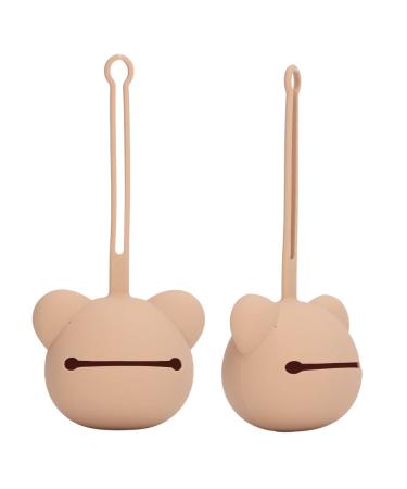 Silicone pacifier chain easy to clean modern silicone-pacifier storage case soft dust poet protection considers clean for dental adhesive (coffee color)