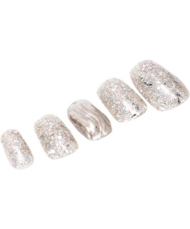 jayzee Natural False Nails Artificial Tip Manicure Phototherapy Nails Water Ripple Tablets Silver Gradient Color Nail Patch for Nail Art Salons and Home - Buy Online on SooperMarket.com