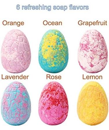 Queta Bath Bombs Dinosaur Egg Bath Ball for Children No Additives Natural Vegetable Ingredients Bubble Bath Bath Salt Ball with Natural Essential Oils (Blue) - Buy Online on SooperMarket.com