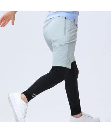 Badeke Boys 2 in 1 Running Compression Pants - Small Light Grey | Quick Drying & Breathable Workout Legging - Buy Online on SooperMarket.com