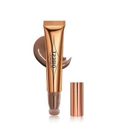 Go Ho Liquid Contour Wand Contour Beauty Wand Liquid Face Concealer Contouring with Cushion Applicator Shading Natural Finish Blendable Super Silky Cream Contour Stick #01 Contour Wand #01 Light Brown Contour Wand