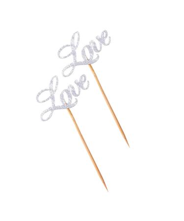 Vaguelly 5pcs Glitter Cupcake Toppers Party Decorations Fornite Cake Decoration for Birthday Wedding Cake Toppers Love Cake Toppers Decorations for Party Wedding Decor Cupcake Picks Flash