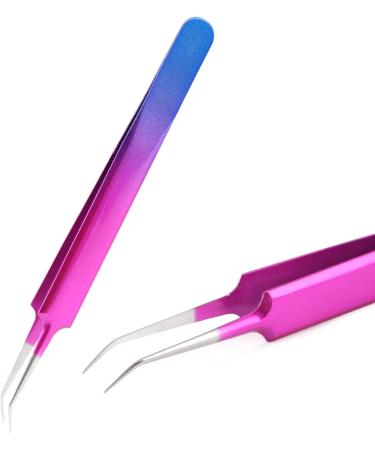 Stainless Steel Eyebrow & Eyelash Tweezers - Antistatic Curved/Straight Tongs for Extensions - Buy Online on SooperMarket.com