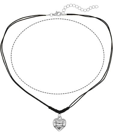 Oralgos Adjustable Black Cord Necklace with Heart Trailer | Stylish Braided Rope & Alloy Chain for Men & Women - Buy Online on SooperMarket.com