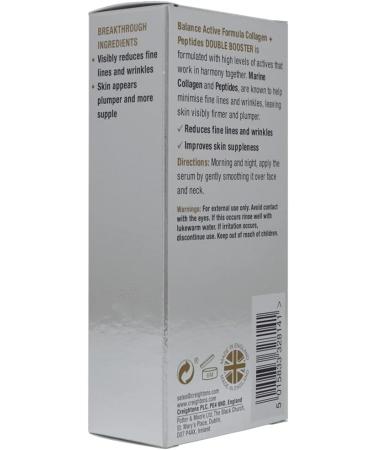 Balance Active Formula Collagen + Peptides Double Booster (30ml) - Formulated with Marine Collagen + a 2.5% Peptide Solution Known to Reduce fine Lines & Wrinkles - Buy Online on SooperMarket.com