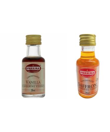 Preema Vanilla Essence - 28ML And Saffron Food Flavouring Essence Preema 28ml Bottle