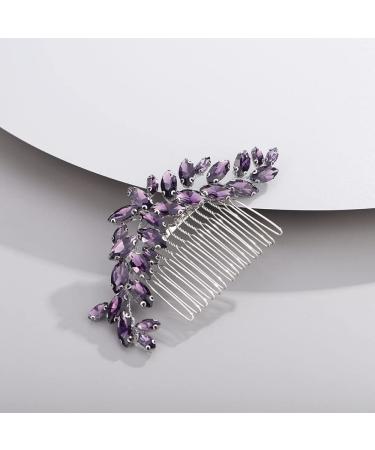 Chargances Bridal Crystal Hair Comb Purple Wedding Rhinestone Hair Side Comb Fashion Handmade Hair Accessories for Bride Wedding Prom Flower Girl Headpieces (Purple)