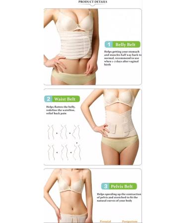 BIONICORE 3-in-1 Postpartum Belly Band Wrap XXL Pink - Abdominal Binder for Pregnancy Recovery & C Section Body Shaper - Buy Online on SooperMarket.com