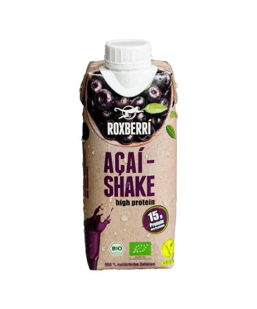 Roxberr Acai Shake High Protein |Organic certified |Vegan |Gluten -free |Superfood from Brazil |Meal replacement i drinking meal 330 ml (8 Pack)