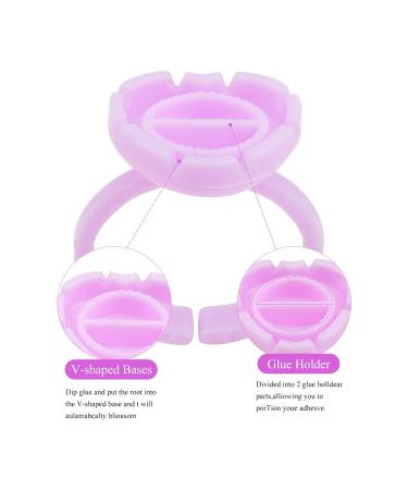 200 PCS Disposable Plastic Glue Cup Rings | 2 Slots - Purple | For Lash Tattoo Nail Art Pigment Eyelash Extension Palette - Beauty Tool Bulk - Buy Online on SooperMarket.com