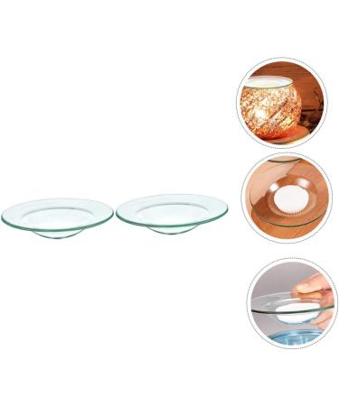 Warmhm Round Serving Tray & 4 Glass Bowls - Oil Replacement Heating Plate & Wax Melting Inserts - Transparent 12x12cm x 2pcs - Ideal for Serving & Storage - Buy Online on SooperMarket.com
