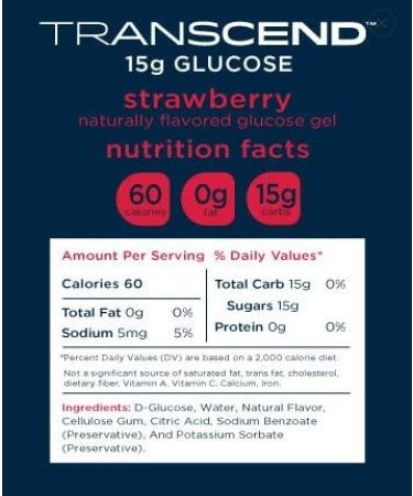 Transcend 15g Glucose Gel Strawberry 3-Pack 1.1oz - Rapid Energy Boost - Buy Online on SooperMarket.com