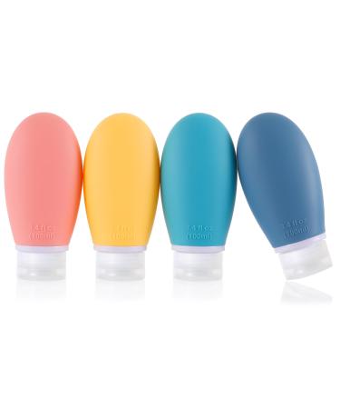 Silicone Travel Bottles 4 Pack 100ml Leak Proof Squeeze Refillable Portable Empty Travel Size Bottles Accessories Containers for Toiletries Shampoo Conditioner Lotion BPA Free and TSA Approved 100ml Yellow