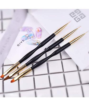 FULINJOY 3 Pcs Dual End Nail Drawing Pen Set - Nail Art Brush for Acrylic, Round & Flat Painting, Liner Tools - Buy Online on SooperMarket.com
