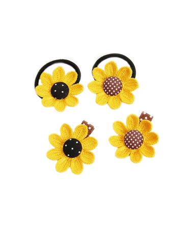 Sunflower Hair Rubber Bands Hair Clip Set  Girls Sunflower Hair Rubber Bands for Kids Flower Alligator Hair Clips Mini Rubber Bands for Hair