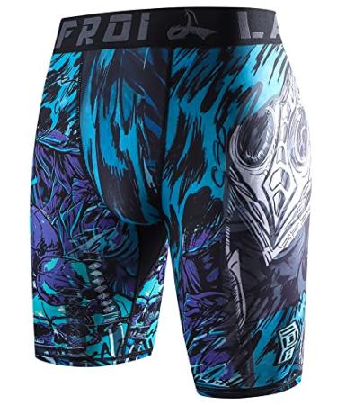 LAFROI Men's Quick Dry Cool Compression Fit Tights Shorts Waistband-YSK09 Commander Small