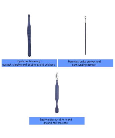 Ikadiya Professional Manicure Set 7pcs - Travel Nail Clips Stainless Steel Pedicure Fashionable Blue Nail Clip Set - Buy Online on SooperMarket.com