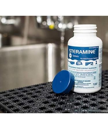 Steramine Sanitizing Tablets for Food Contact Surfaces - Kills E-Coli, HIV, Listeria - 150 Tablets - Model 1-G - Blue - Pack of 1 Bottle - Buy Online on SooperMarket.com