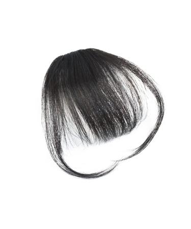 Hair Clip in Bangs Wispy Human Hair Bangs Hairpieces for Women Fringe Neat Faker Bangs with Temples Hairpieces for Party and Daily Wear(Air Bangs Natural Black) Air Bangs Natural black