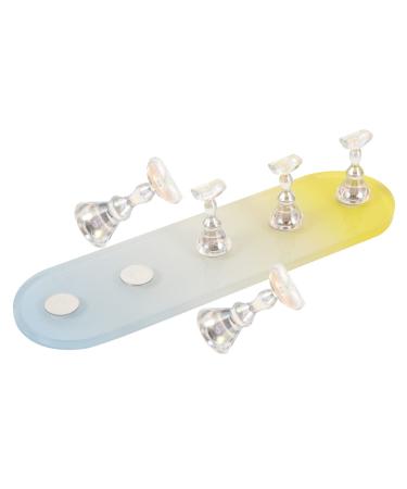 COOLHIYA 1 Set nail practice holder gradient rainbow nail stan training nail stands nail art organiser nail painting stand nail decor nail stands for nail art plastic Acrylic oval Yellow Blue 12.8x3.7cm
