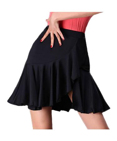 Basic Solid Irregular Mini Skirt With Pants Underneath Lotus Black Skirt Ladies Pleated Skirt Elegant Dance Skirt M Black