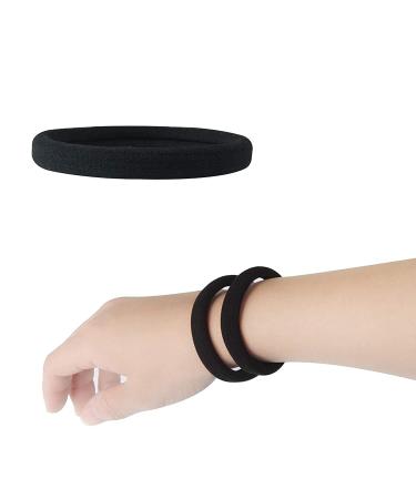 20 PCS Large Black Hair Ties for Thick Hair - Stretchy Ponytail Holders for Braids - 5cm Diameter, 1cm Width - Men, Women, Girls - Buy Online on SooperMarket.com