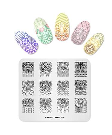 Alexnailart Nail Art Stamping Plate Flower Template Image Plate Nail Art Tools (FL008)