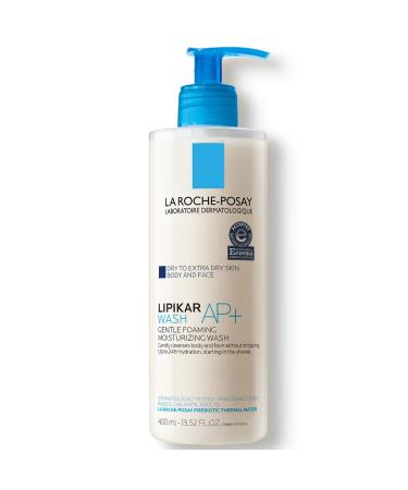 La Roche Posay Lipikar Wash AP+ Body & Face Wash with Pump, Gentle Daily Cleanser with Shea Butter & Niacinamide for Extra Dry Skin, Allergy Tested