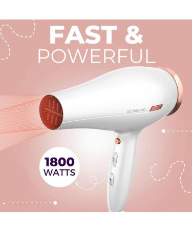 Lily England Lightweight Hair Dryer - Quiet & Powerful with Cold Setting, White & Rose Gold - Buy Online on SooperMarket.com