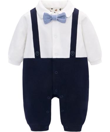 Famuka Baby Boy Formal Wedding Outfit Suit 18 Months Blue | Gentleman Tuxedo 2 PCS with Bows Outwear - Buy Online on SooperMarket.com