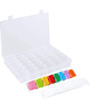 Onwon 100 Pieces Embroidery Thread Cards Cross Stitch Floss Bobbins and 36 Grids Plastic Storage Box Transparent Container for Thread Organizer Holder Earrings  Jewelry Making Tool  Beads