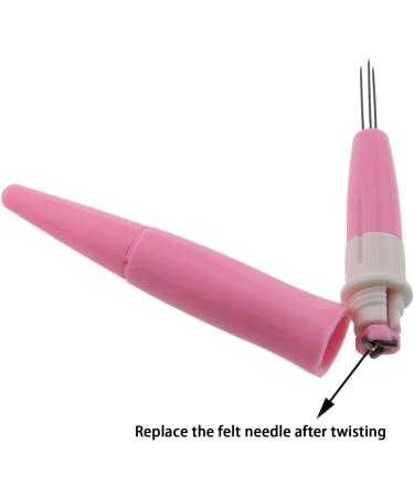 Needle Felting Pen MTQY Pink Pen Style Tool with 3 Needles | Wool Felt Poke Embroidery Punch Acupuncture Needle - Buy Online on SooperMarket.com