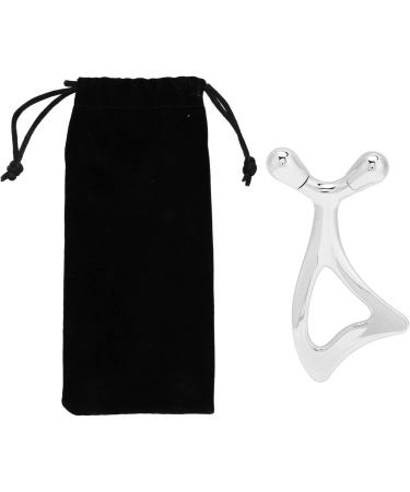 Portable Silver Face Massage Device - Gua Sha Spoon Tail Comfortable Manual Metal Massager for Relaxation & Skincare - Buy Online on SooperMarket.com