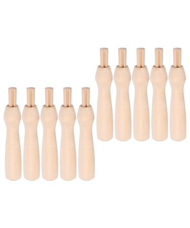 EXCEART Poking Felting Needle Pen, 10Pcs Wooden Punch Needle Holder Cross Stitch Felting Needle Handles Replacement for DIY Craft Wool Felting Supplies