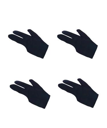 Sinsilvie 4 PCs Breathable billiard glove on the right 3 fingers Billiard Glove billiard snooker Queue gloves for women billiard shooters sport accessories blue & black 4 hp black