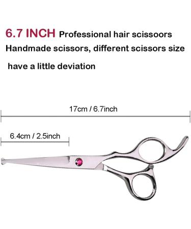 Professional 6.5 inch Hair Cutting Scissors Set for Kids/Women/Men - Barber Salon Kit with Thinning Shears, Saftey Round Head, and Red Handle - Buy Online on SooperMarket.com