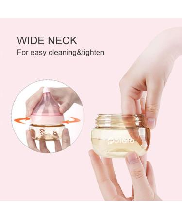 PPSU Anti Colic Newborn Baby Bottles - Wide Neck Breast-Like Nipple, Slow Flow - 2 Pack Pink (2.5 oz) - Ideal for Breastfeeding Toddlers - Buy Online on SooperMarket.com