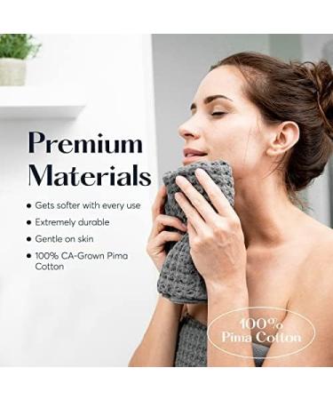 SUTERA Wash Towels Set - Pack of 4 Grey Silverthread Washcloths - 100% CA-Grown Cotton - Absorbent & Quick Drying Face Cloths - Buy Online on SooperMarket.com