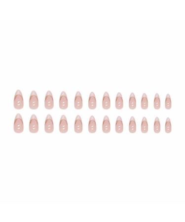 Buy MISUD Almond Press on Nails - Medium Stiletto Glossy Chrome Acrylic Bling French Tip - 24 pcs Nude Pink | International Shipping Available - Buy Online on SooperMarket.com