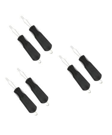 Button Hook Helper 6 Pcs Puller Zipper Helper Pull for Dresses Dressing Hook Button for Clothes Sticky Hooks for Hanging Rope Tab Black 18.4*3.2cm Black
