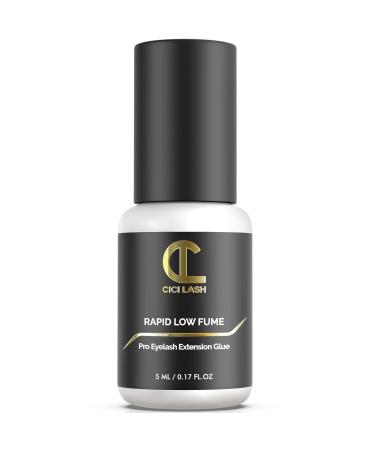 Rapid Low Fume Eyelash Extension Glue for Professionals - Maximum 8 Week Retention / 1 Second Drying Time Semi Permanent Individual/Volume Lash Extension Glue with Deep Black Color - Latex Free 5ml