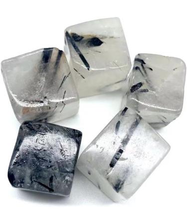 5pc 18mm-25mm Black Tourmaline in Quartz Tumbled Stone Gemstone Polishing Cube ERTEYIN - Buy Online on SooperMarket.com