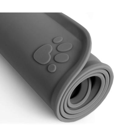 iGadgitz Home U6713 Silicone Pet Feeding Mat 47x30cm Non Slip Pet Food Mat for Dog Cat Bowls - Grey - Buy Online on SooperMarket.com